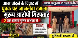 आम तोड़ने के विवाद में युवक पर जानलेवा हमला करने वाला मुख्य आरोपी गिरफ्तार, दो बाल अपचारी पुलिस अभिरक्षा में