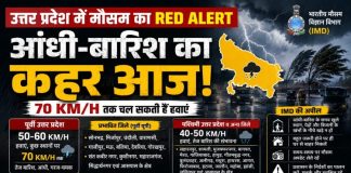 उत्तर प्रदेश में मौसम का अलर्ट, इन जिलों में गरज-चमक के साथ होगी भीषण बारिश, 70 KM/H की रफ्तार से चलेंगी हवाएं